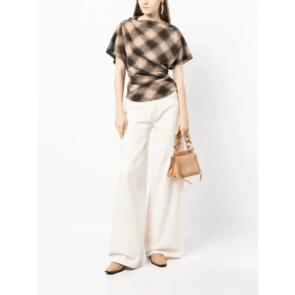 Rag & Bone Sofie Two-tone Frayed High-rise Wide-leg Jeans Ecru White Size 29 - Picture 3 of 13